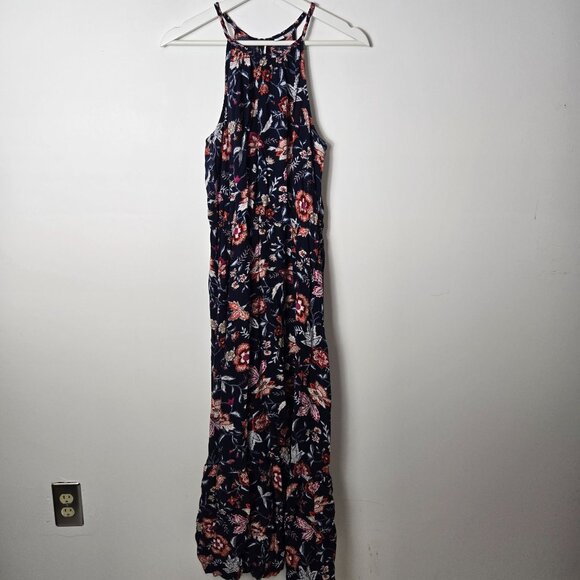 Old Navy Dresses & Skirts - Old Navy Size S Floral High-Neck Waist-Defined Braided-Strap Maxi Sundress Navy